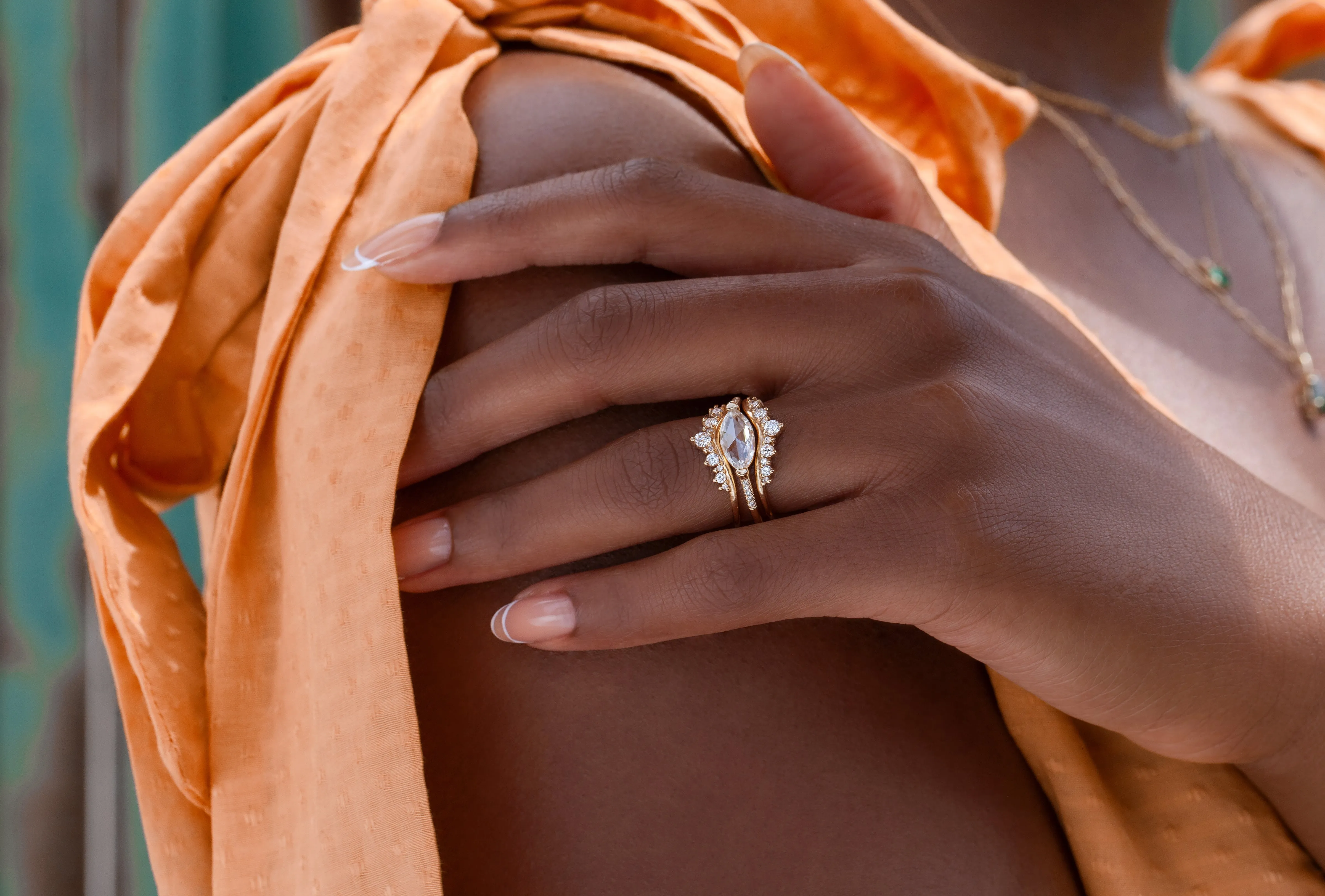 0.86-Carat Rose Cut Marquise Diamond Ring