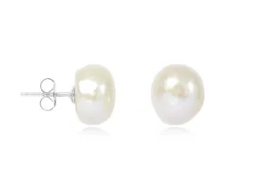 10mm Potato Pearl Studs - White