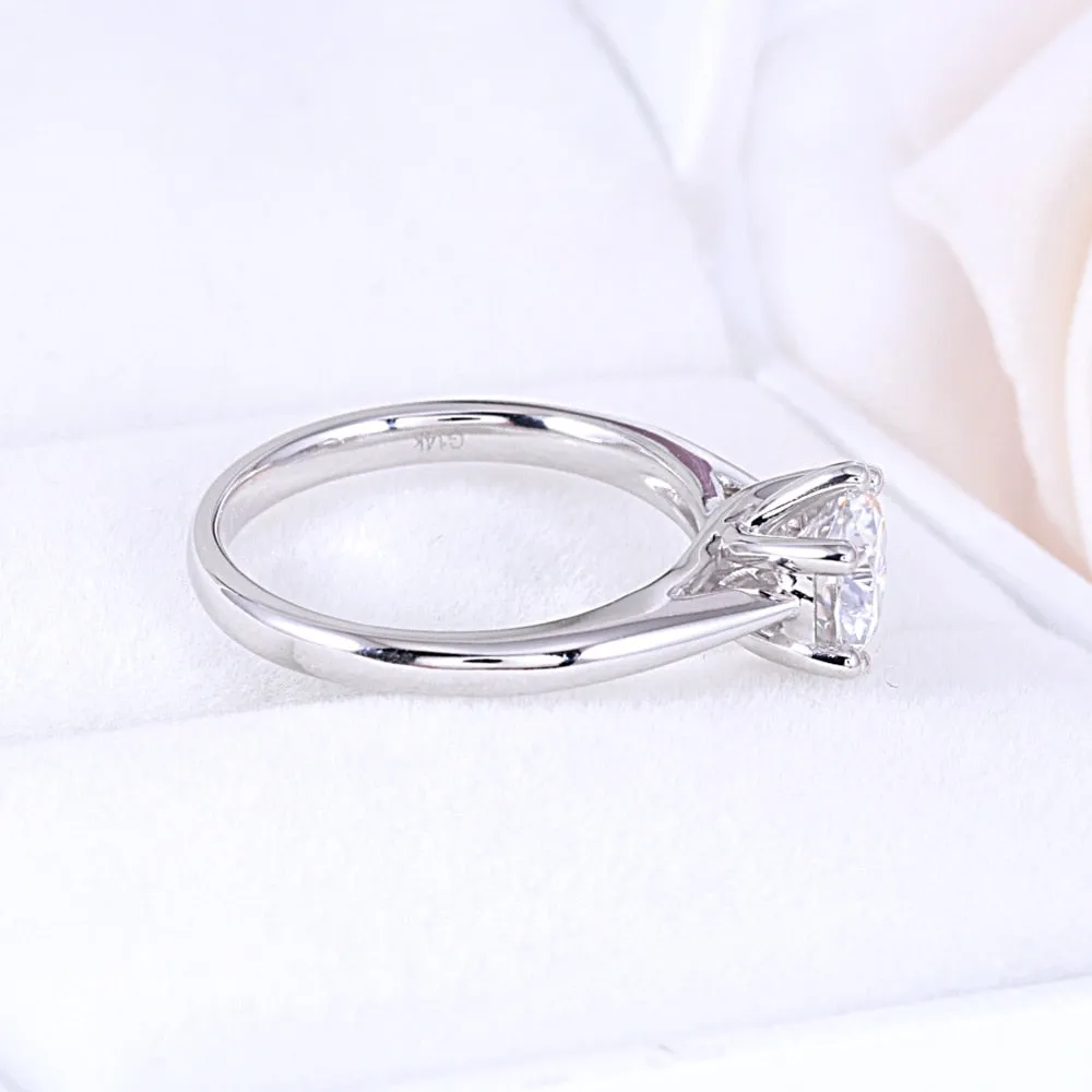 14K 585 White Gold 6.5mm 1CT Engagement Mount Ring