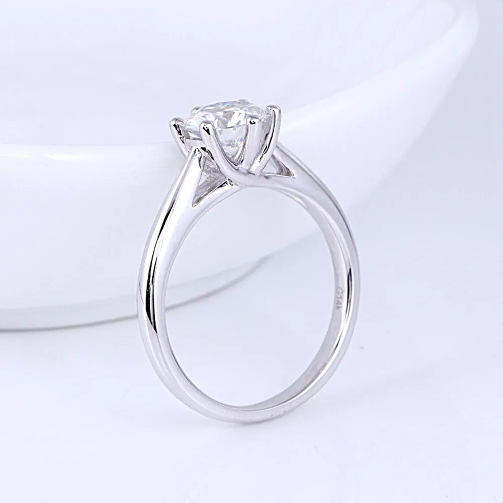 14K 585 White Gold 6.5mm 1CT Engagement Mount Ring