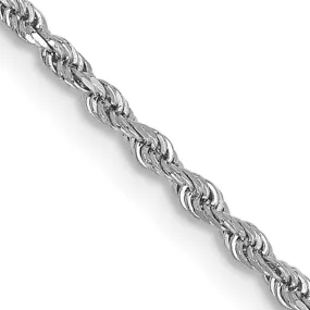 1.5mm 10K White Gold Diamond Cut Solid Rope Chain Bracelet