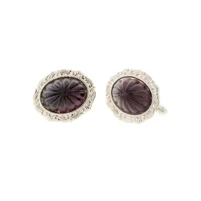 1928 Jewelry Art Deco Style Purple Oval Stone Cufflinks