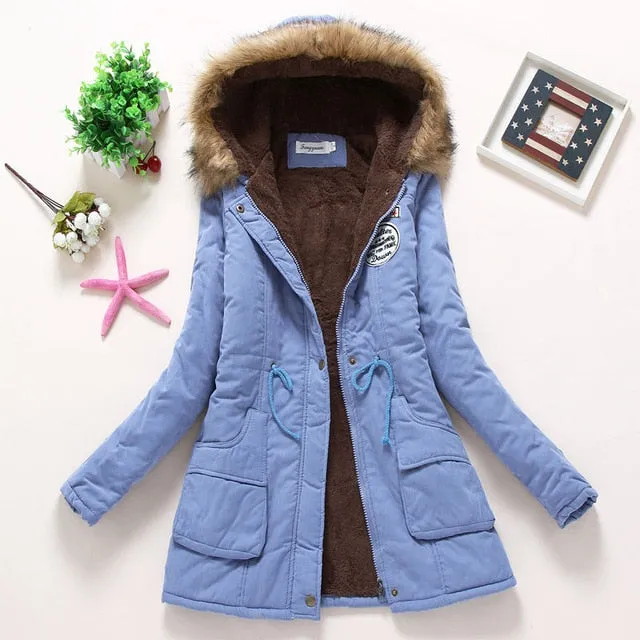 2018 women winter thicken warm coat female autumn hooded cotton fur plus size basic jacket outerwear slim long ladies chaqueta