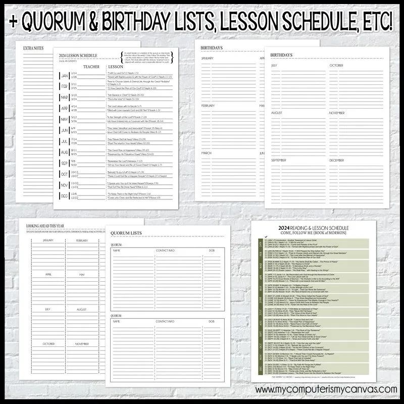 2024 YM Quorum Presidency & YM Leader Planner {EDITABLE} PRINTABLE