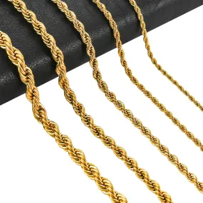 2/3/4/5/6mm Rope Chain Necklace Stainless Steel Never Fade Waterproof Choker Men Women Jewelry Gold Color Plated Chains Gift