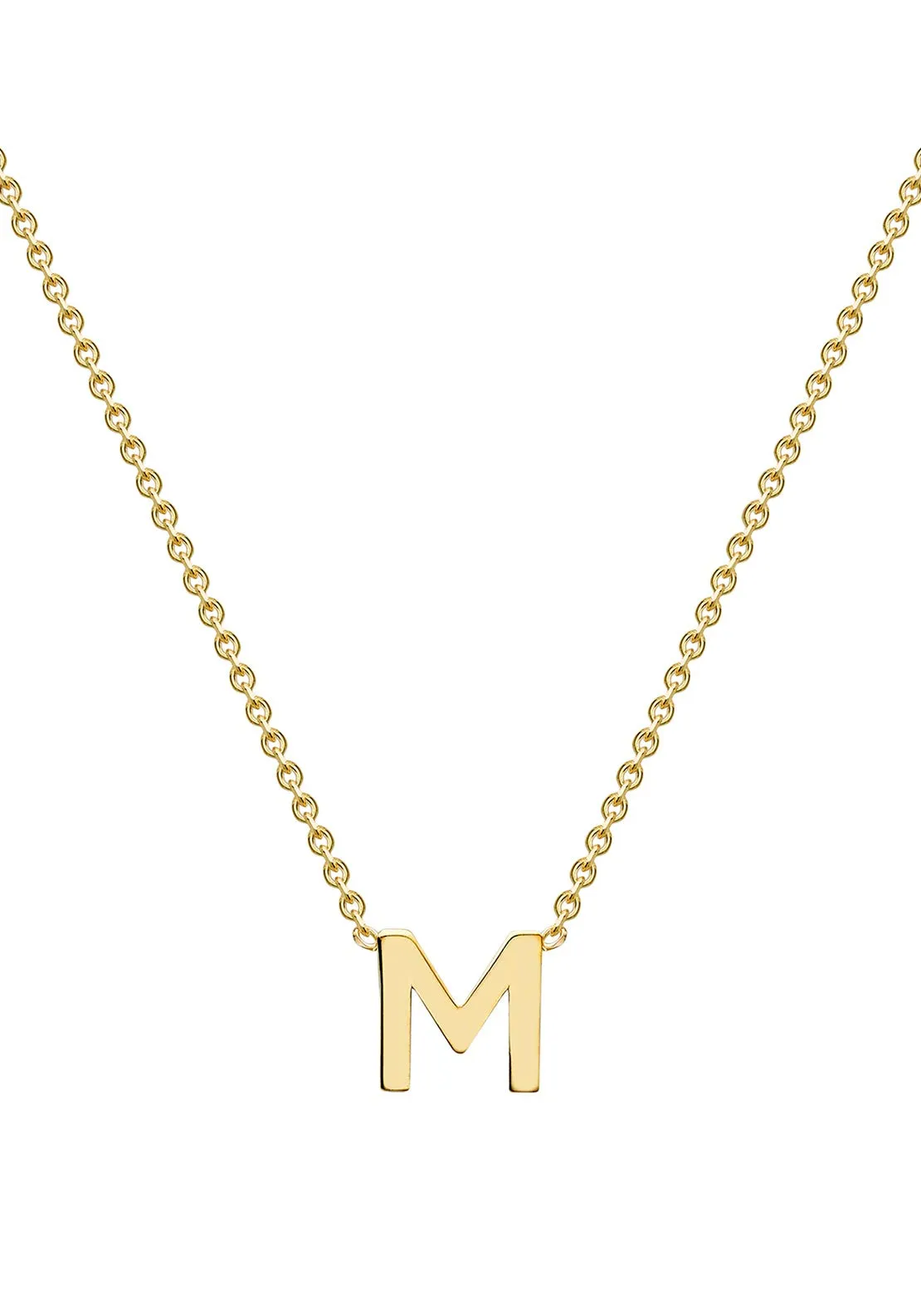 9 Carat Gold Initial M Necklace, Gold