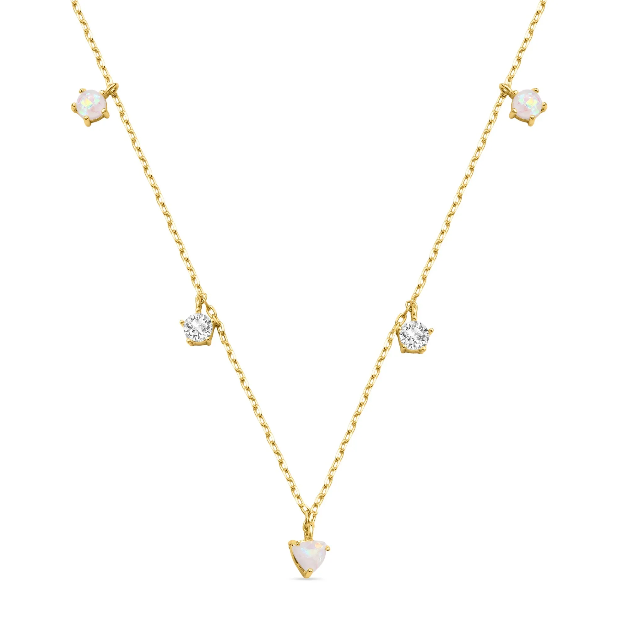 Accessorize London Women's Z Real Gold Plated Cubic Zirconia Opal Station Necklace