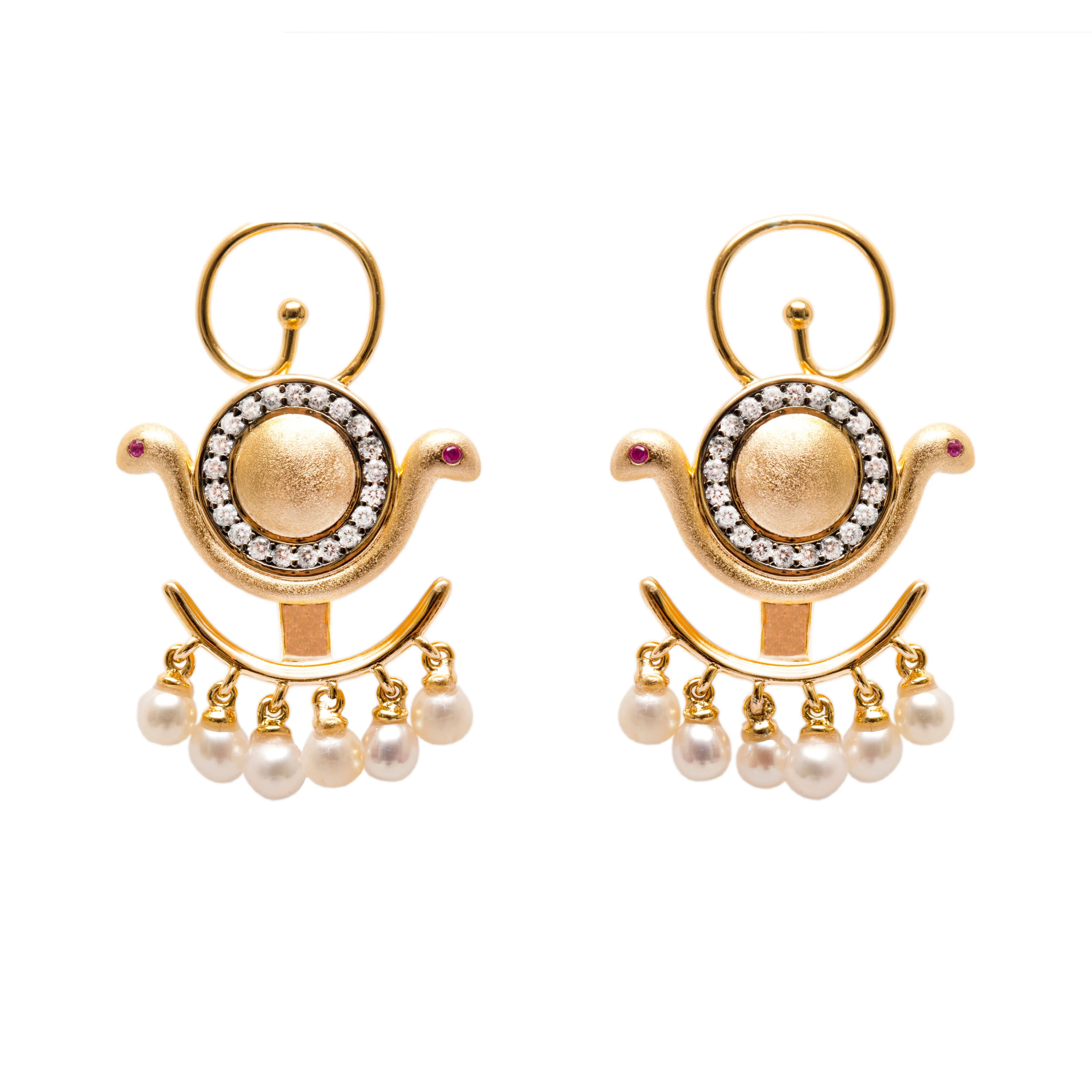 AMMANII Ear Jacket Earrings with Freshwater Pearls in Vermeil Gold