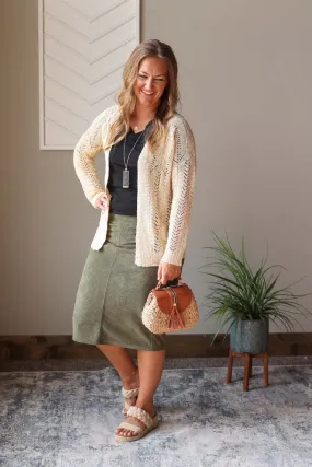 Apricot Open Front Cardigan