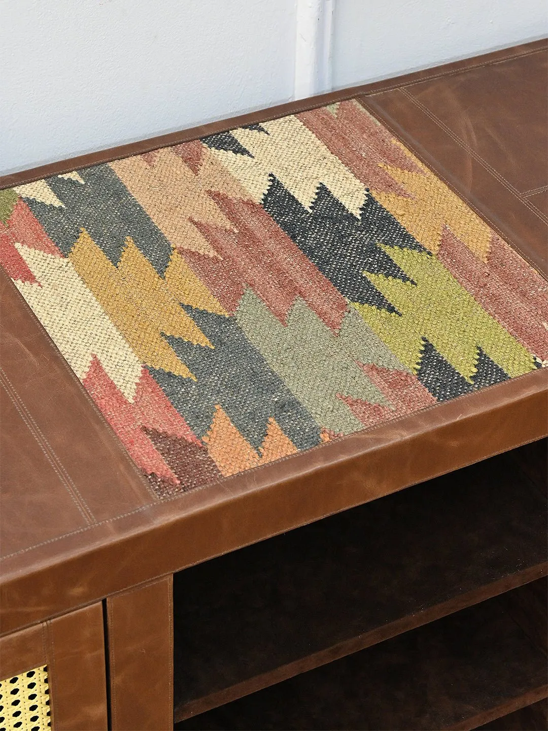 ASHLEY TV UNIT - KILIM AND LEATHER