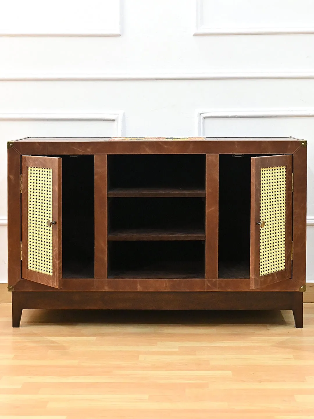 ASHLEY TV UNIT - KILIM AND LEATHER