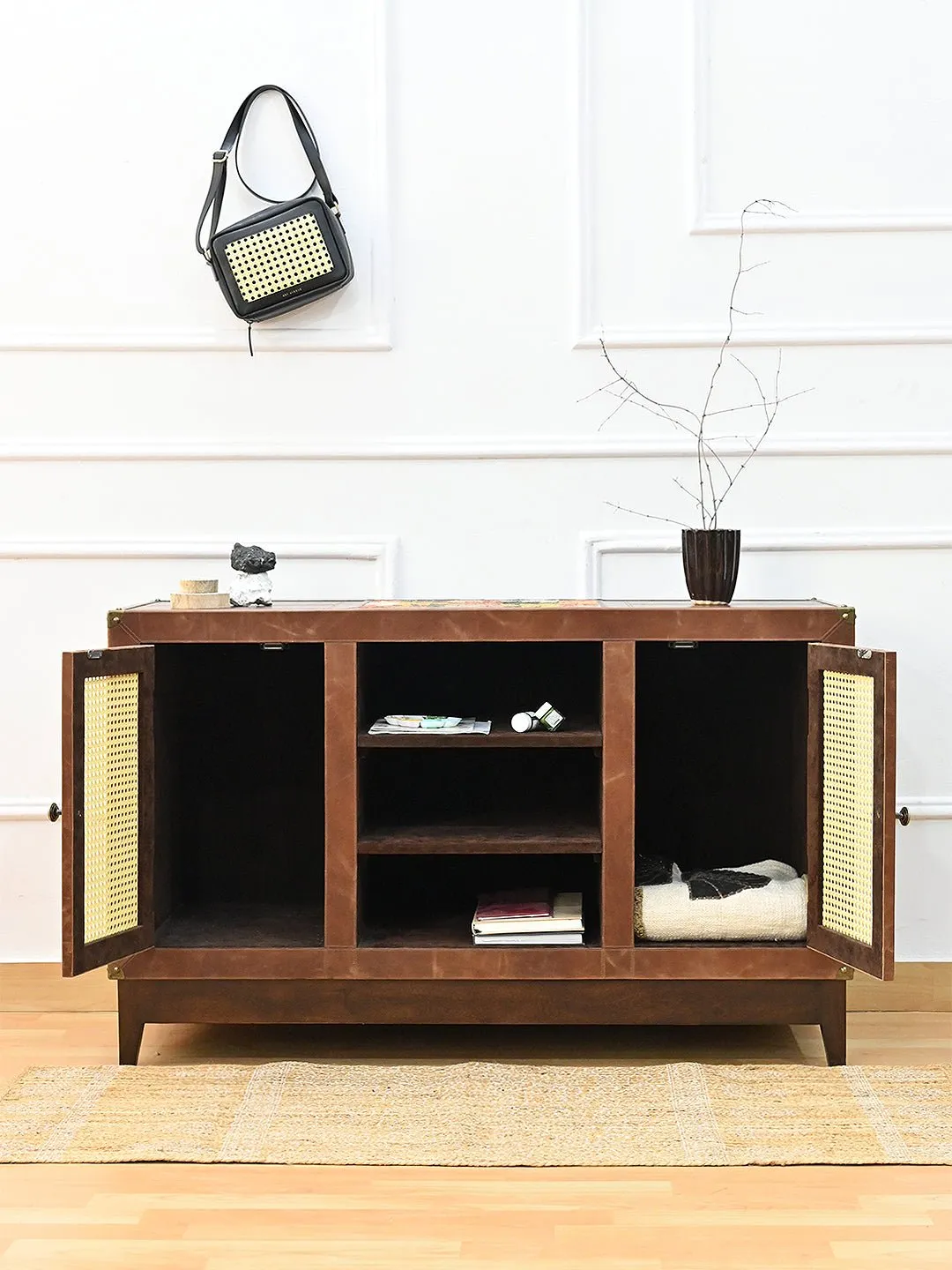 ASHLEY TV UNIT - KILIM AND LEATHER