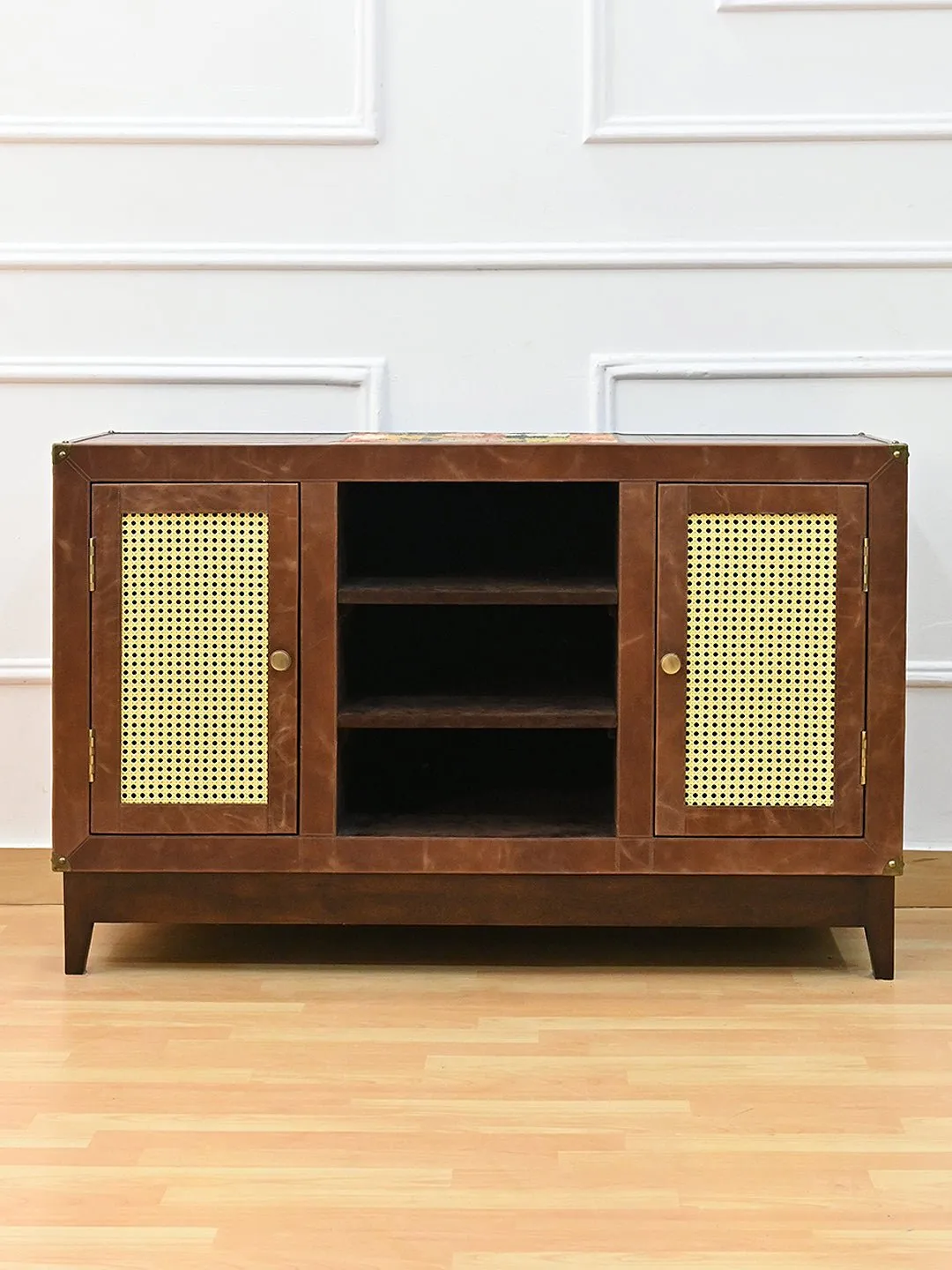 ASHLEY TV UNIT - KILIM AND LEATHER