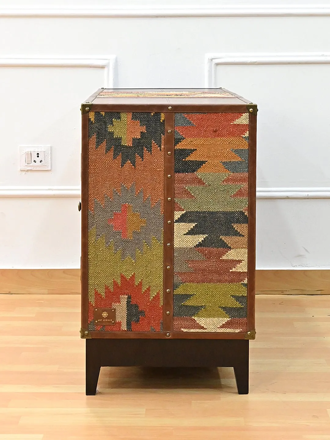 ASHLEY TV UNIT - KILIM AND LEATHER