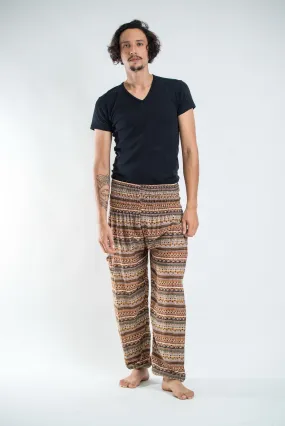 Aztec Stripes Men's Harem Pants in Sahara Brown