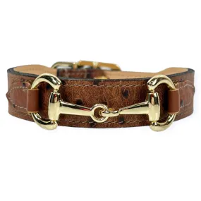 Belmont Dog Collar in Ostrich & Gold