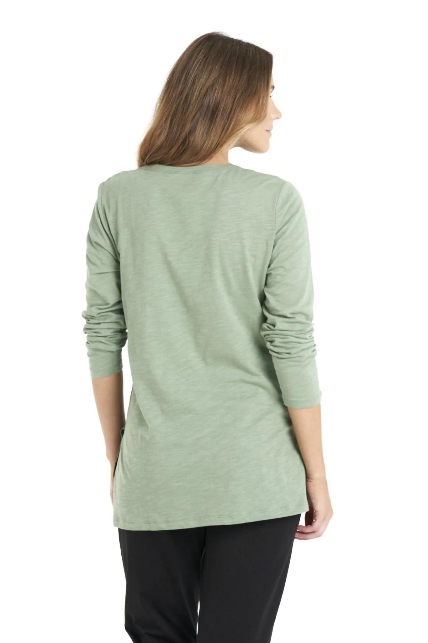 Betty Basics Bonnie Long Sleeve Top in Celadon