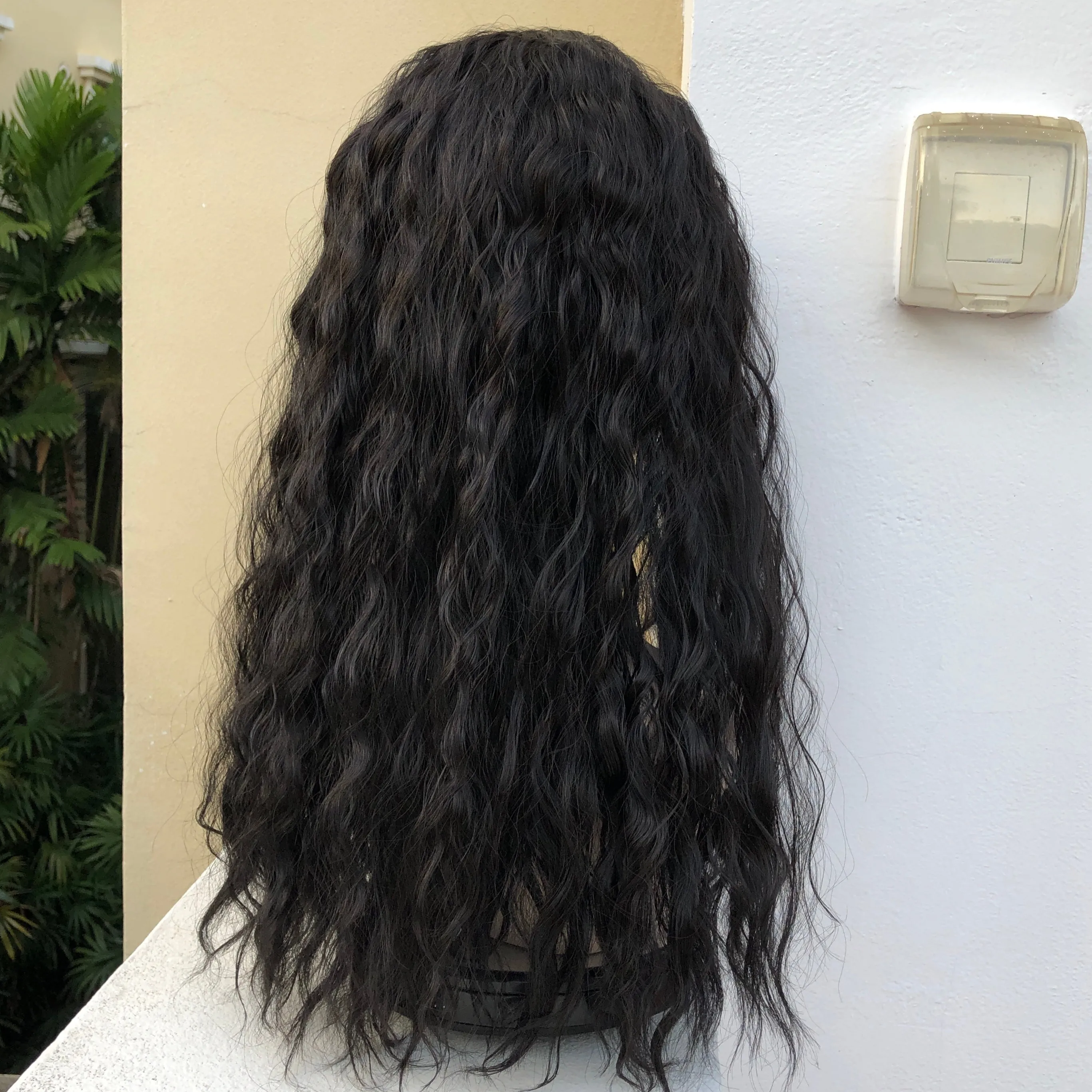 Black fluffy wool roll wig kf82507