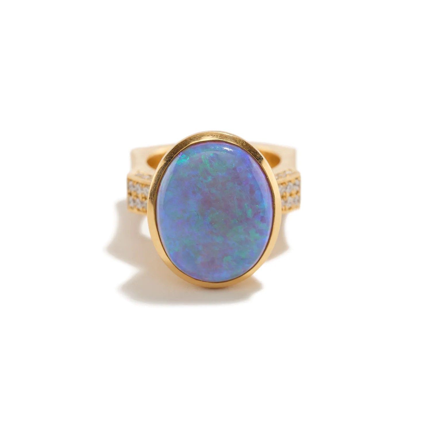 Black Opal and Diamond Ring