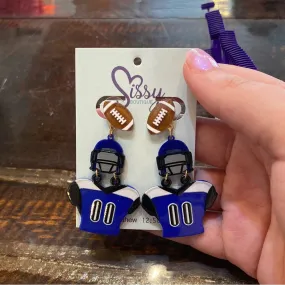 BLUE FOOTBALL UNIFORM EARRINGS