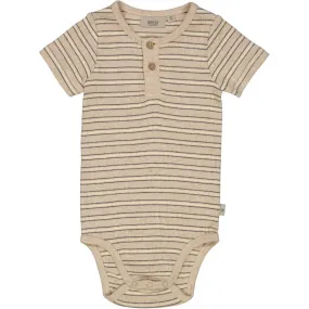 Body Placket SS - oat melange stripe