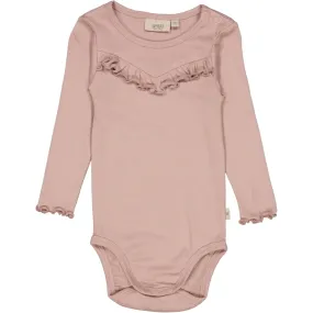 Body Rib Ruffle LS - powder brown