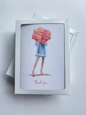 Boxed Thank You Cards - Blue Dress Flowers