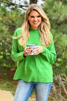 Bring Your Joy Funnel Neck Sweater : Apple Green