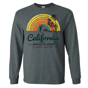 California Classic Sunrise Surfing Long Sleeve Shirt