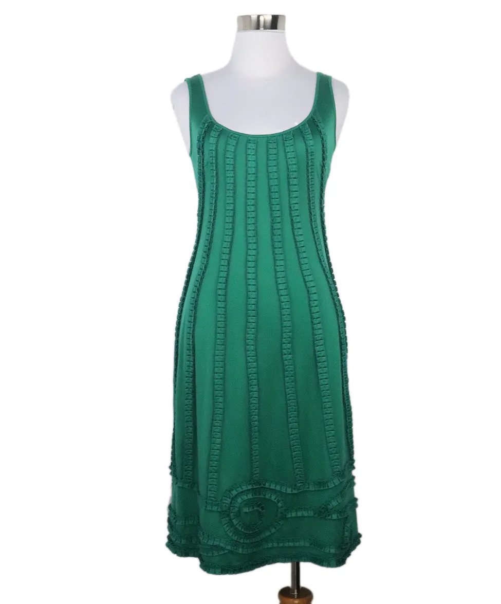 Catherine Malandrino Green Pleated Silk Dress sz 2