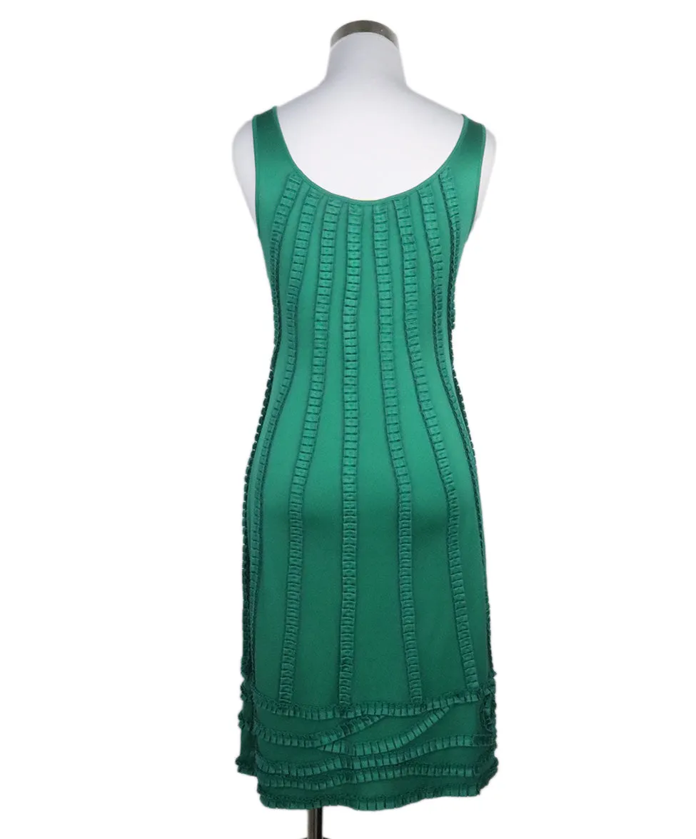 Catherine Malandrino Green Pleated Silk Dress sz 2