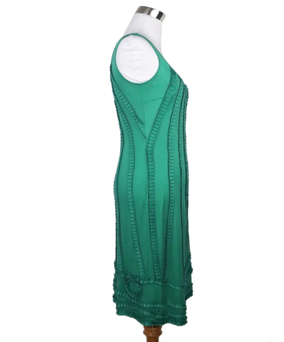 Catherine Malandrino Green Pleated Silk Dress sz 2