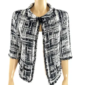 CHANEL 07C  Black White Sequin Tweed Knit Jacket 38 | 8