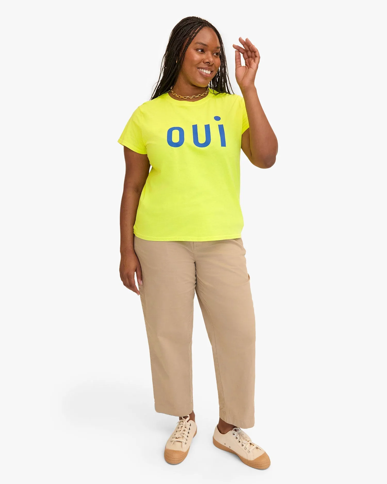 Classic Tee ~  Neon Yellow & Cobalt Oui