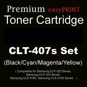 CLT-407S (BK/C/M/Y) 4 Colors New Compatible Premium Quality Toner Cartridge Combo Set