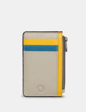 Coastal Colour Block Zip Top Leather Card Holder