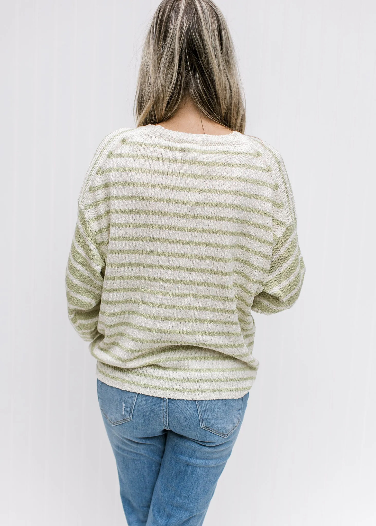 Cream and Lime Stripe Sweater