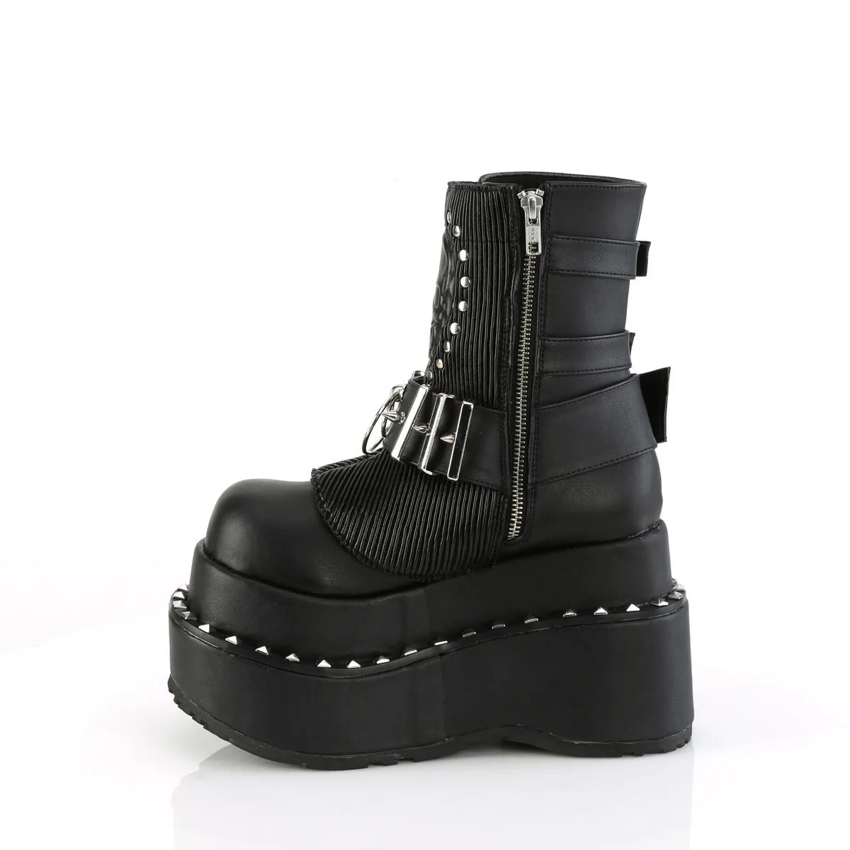 Demonia BEAR-150 | Black Vegan Leather Ankle Boots