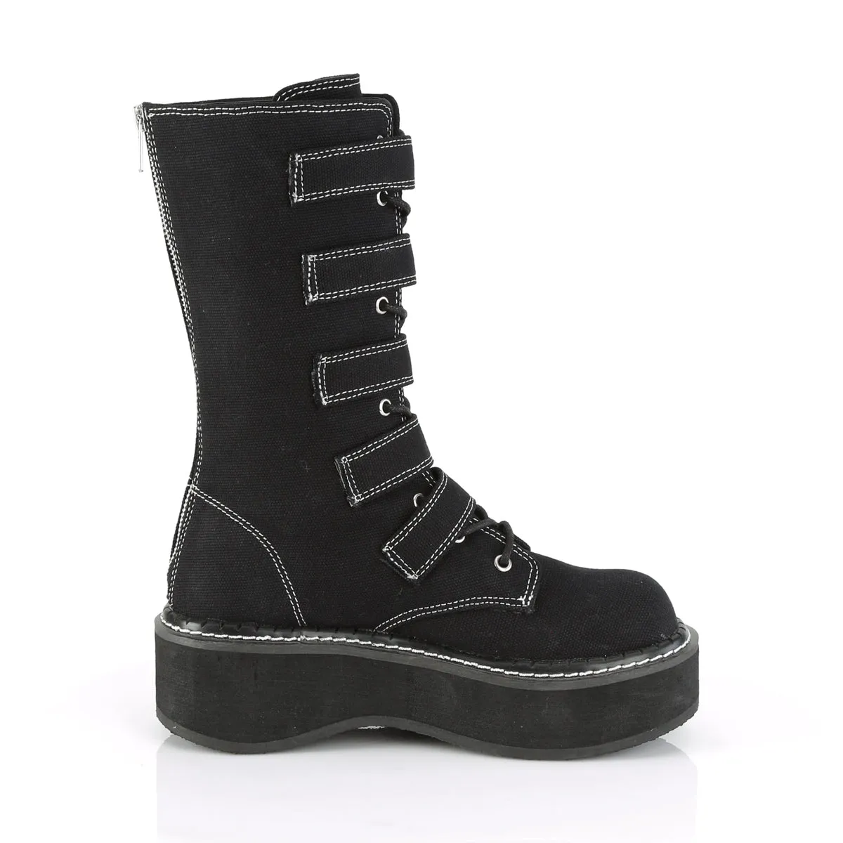 Demonia EMILY-341 | Black Canvas Mid-Calf Boots