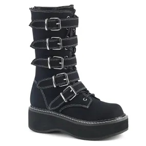 Demonia EMILY-341 | Black Canvas Mid-Calf Boots