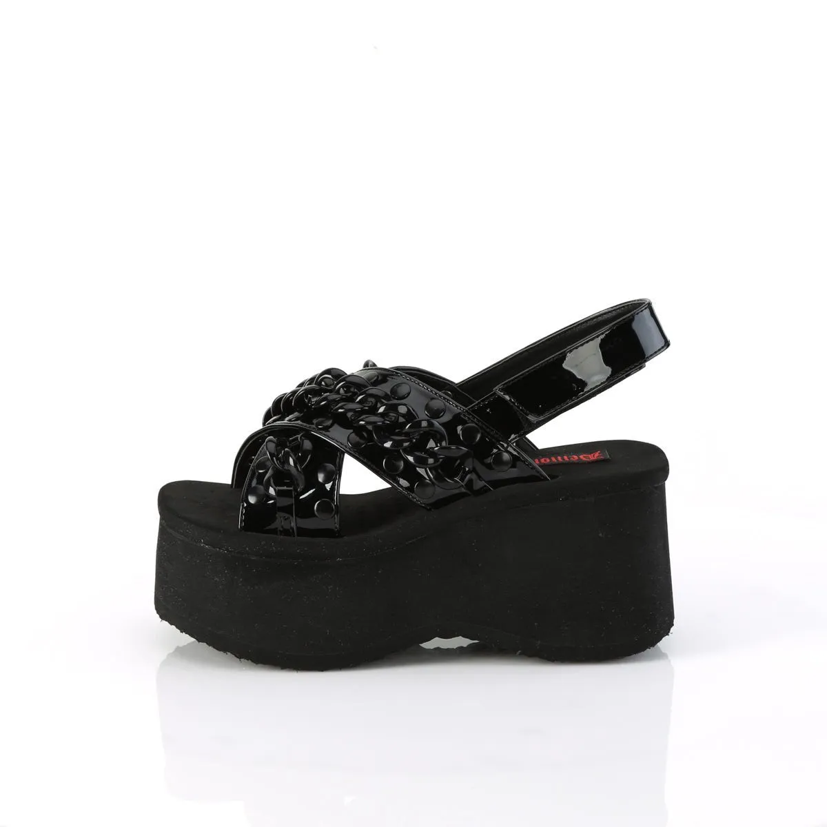 Demonia FUNN-12 | Black Patent Leather Sandals