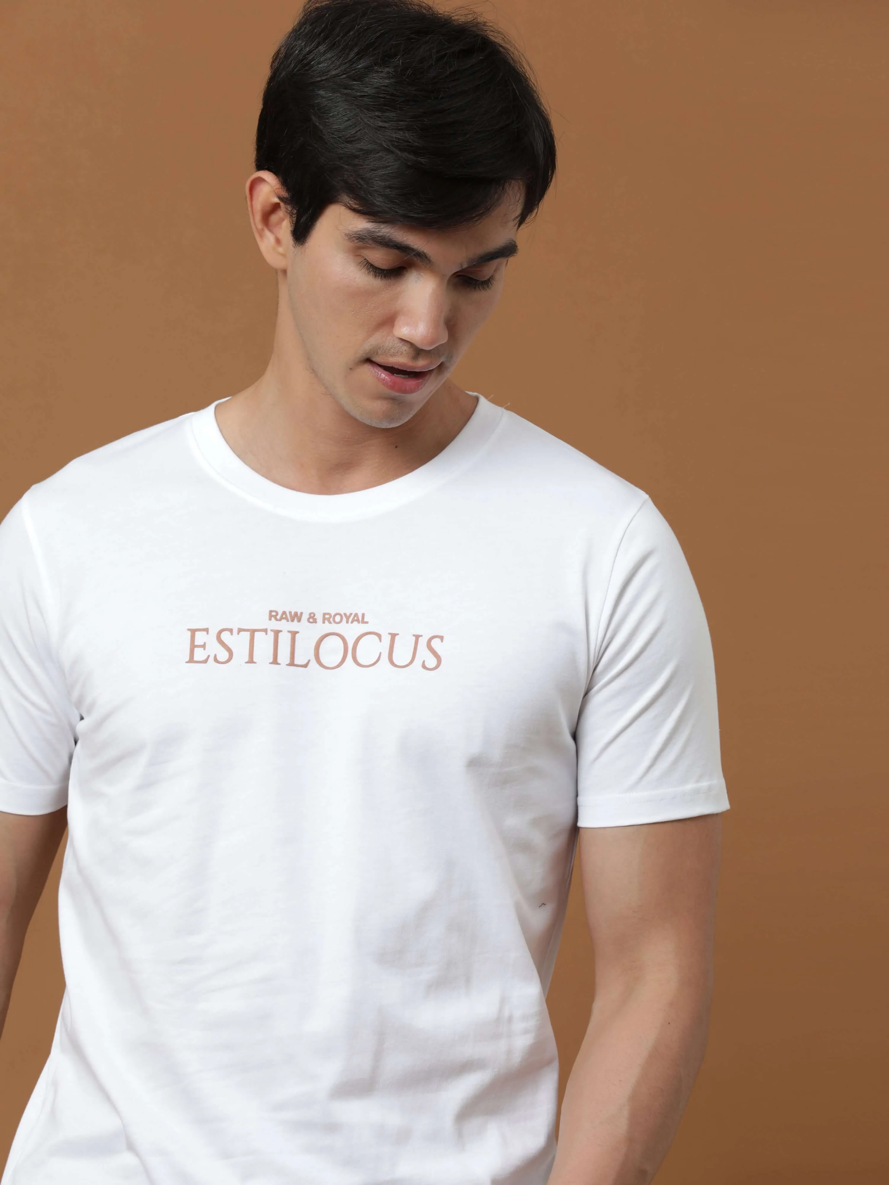 Estilocus White Printed T Shirt