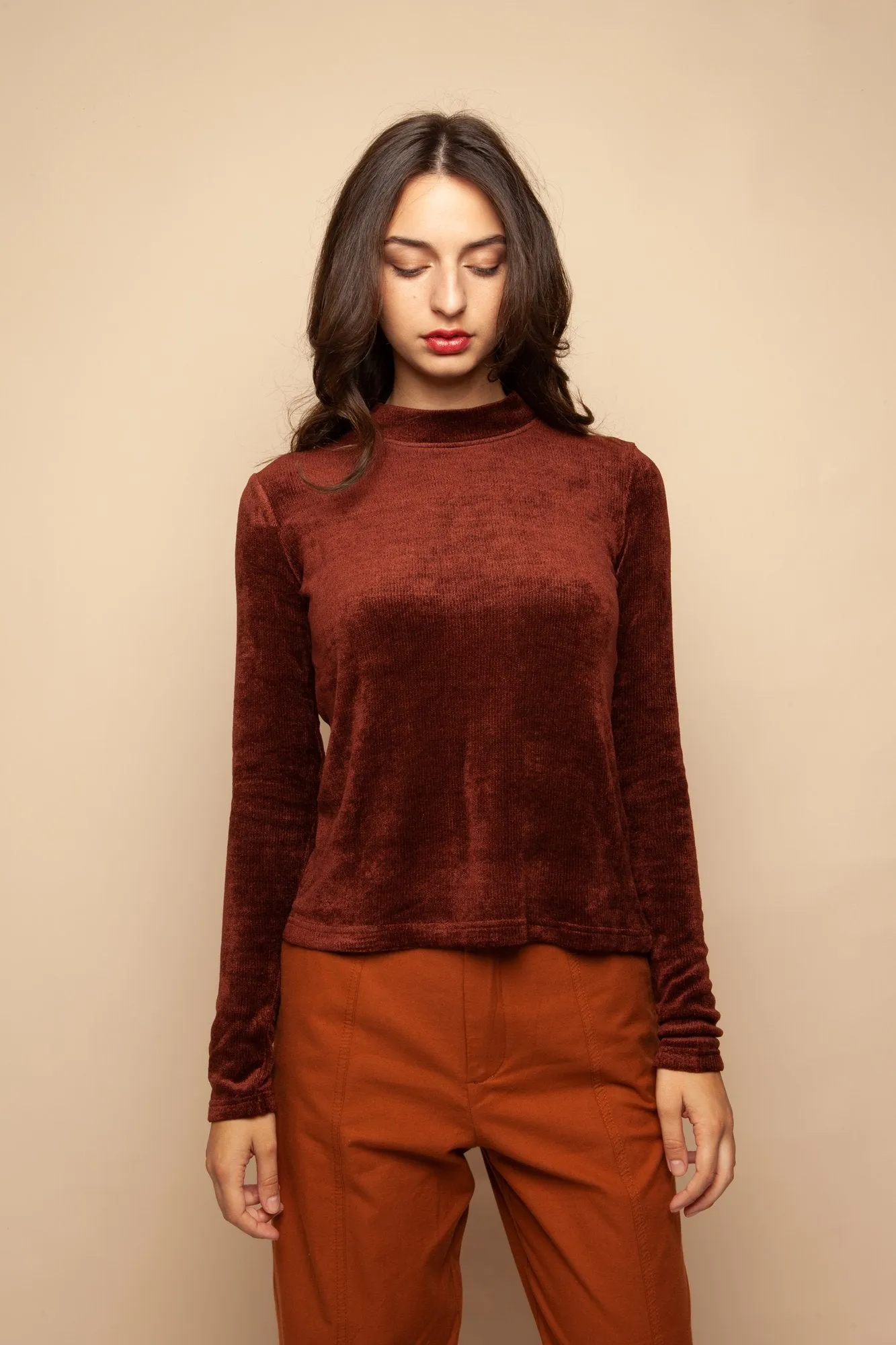 eva long sleeve top brown <br> by Frisur