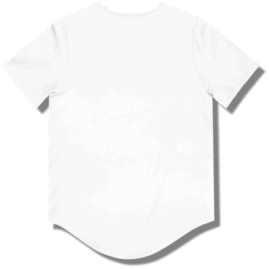 Extra Mile Mentality Curved Hem T Shirt - White - Black / Red