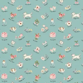 Fabric FAVORITE THINGS BLUE by Elea Lutz from the My Favorite Things Collection for Poppie Cotton, # FT23702