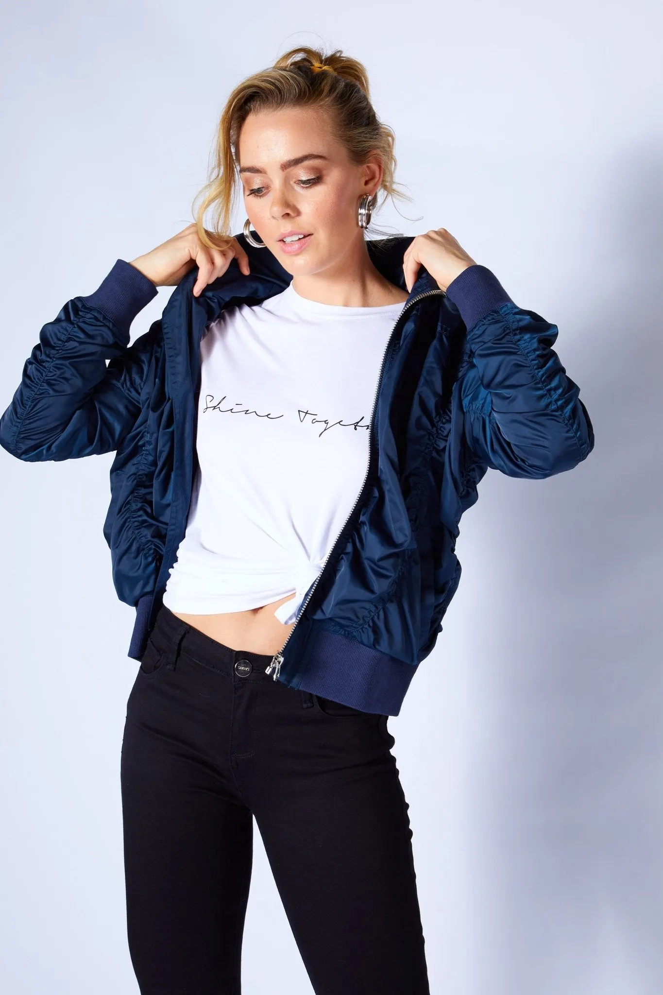 Fate   Becker Weekender Bomber Jacket in Navy Nights