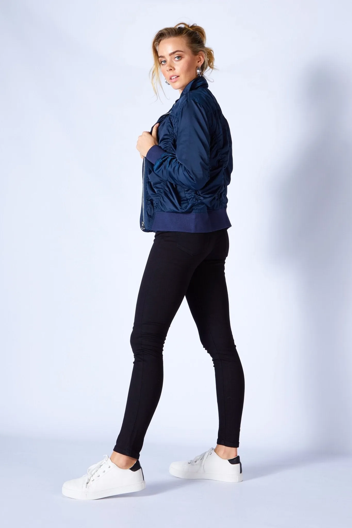 Fate   Becker Weekender Bomber Jacket in Navy Nights