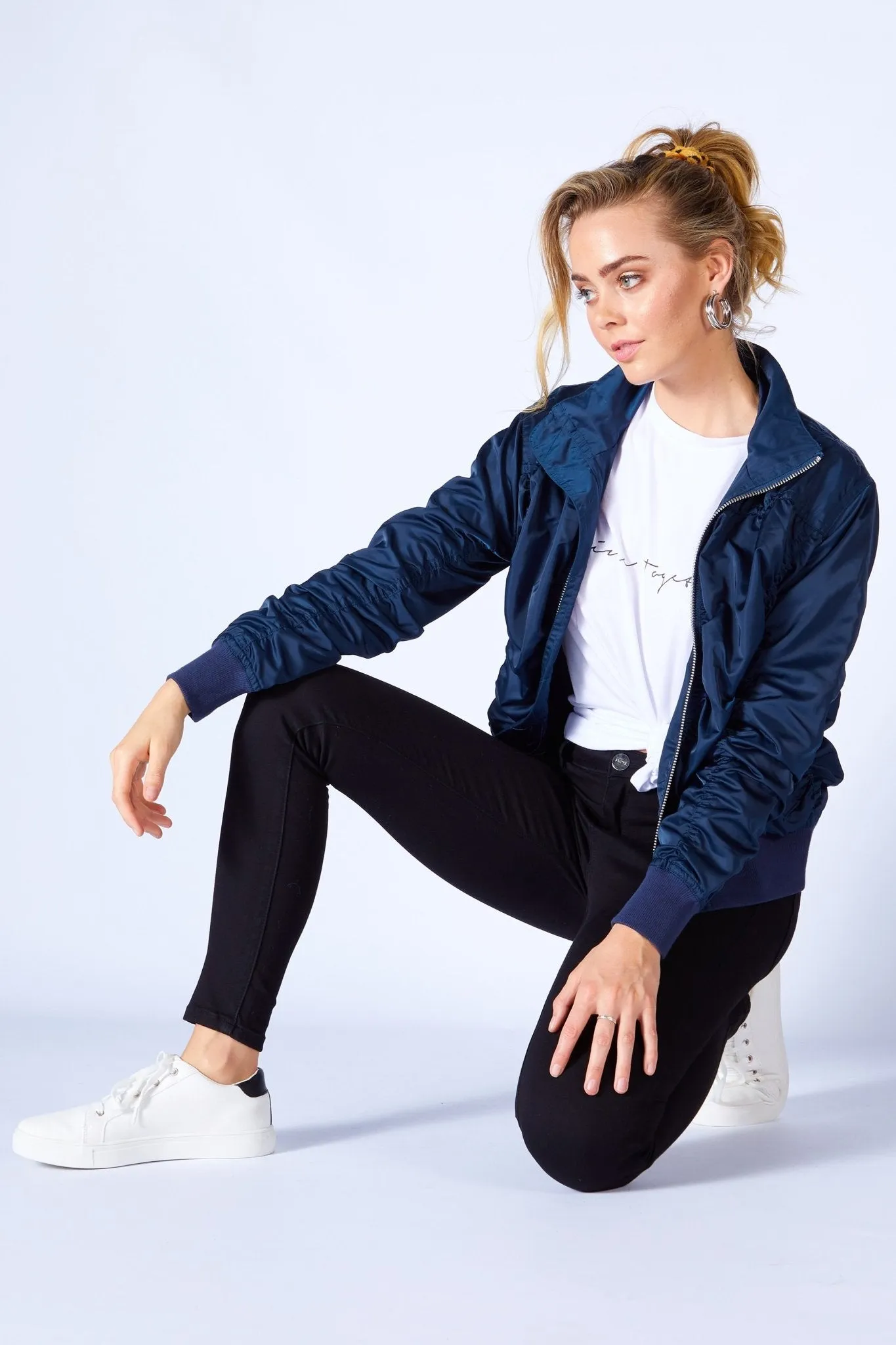 Fate   Becker Weekender Bomber Jacket in Navy Nights