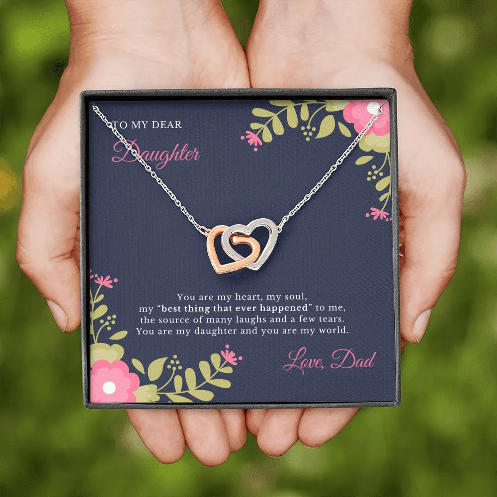 Father and Daughter Special Bond Interlock Hearts Necklace