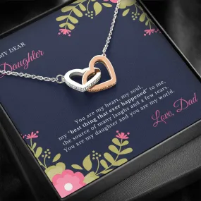 Father and Daughter Special Bond Interlock Hearts Necklace